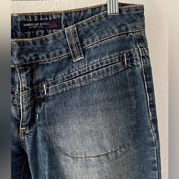 American eagle outfitters vintage Y2K flare low rise boho blue jeans size 6 - Picture 4 of 14